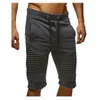 Vêtements de sport pour hommes pantalons de survêtement courts été décontracté mâle cordon élastique pantalon genou longueur Shorts Patchwork noir 210716