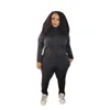 nuovi vestiti autunno Winer Donna Tute taglie forti 3XL 4XL 5XL Tute maniche lunghe Cerniera Giacca + pantaloni Set due pezzi Abiti solidi di grandi dimensioni Tute da jogging 5614