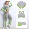 Women Gym Clothing Sports Wear Seamless Ombre Long Sleeve Yoga Set Legging High Waisted Fitnesss Suit Tight Work Out 210802