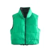 Traf Za Black Vest Kvinnor Mode Ärmlös Dam Jacka Kvinna Grön Puffer Zip Warm Autum Reversible Gilet Kvinna 211120