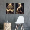 Akwarela Wilk Lew Eagle Elephant Wall Art Canvas Malarstwo Nordic Plakaty i drukuje zdjęcia ścienne do salonu Wystrój domu