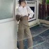 [EQW] High Waist Elegant OL Overalls Straps Straight Jumpsuits Suspenders Casual Loose Pants Trousers Wide-leg Women 210510