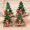 Décorations de Noël Creative Couleur Peinture Pendentif en bois Assemblage Sled Car Ornements Puzzle Cadeau LLA8954