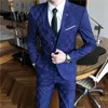 Jacket Pants Vest Men 3 Pieces Slim Casual Suit Trousers Set Male Wedding Groom Dress Business Blazers Coat Waistcoat