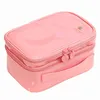 Nxy Cosmetic Bags Korean for Ladies Portable Large Capacity Storage Fashion Solid Color Doule Layer Travel Make Up Handbag 220303