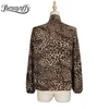 Leopard Print Bow Tie Neck Womens Tops and Blouses Autumn Loose Casual OL Women Long Sleeve Elegant Blouse 210510