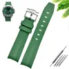 Watch Bands Curved End Silicone Rubber Strap 20mm 21mm Watchband Waterproof Soft Band Green Blue Color Wristwatches7113585