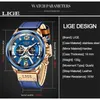 LIGE Casual Sports Watch dla Mężczyzn Top Marka Luksusowe Wojskowe Skórzane Zegarki Zegarki Męskie Zegary Moda Chronograph Wristwatch 210804