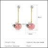 Bengelen kroonluchter oorbellen sieraden Franse rozenbloem lange vrouwen retro kristal tassel ketting oor nagel Europese zakelijke partij geschenk bloemen e