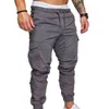 Pantalons de survêtement Streetwear pantalons hommes pantalons taille cordon cheville attaché maigre Cargo pantalon hommes décontracté couleur unie pantalon H1122283r