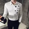 Star Sequins Night Club Party Men Shirt Long Sleeve Casual Slim Fit Dress Shirts Work Tuxedo Wedding Male Clothing Camisa Homme 210527