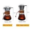 V60 Pot With Stainless Steel Filter High-Temperature Resistant Glass Anti-Scald Wooden Handle Maker Coffee Brewer