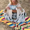 Beach Blanket Beach Handduk Tassels kasta mexikansk stil filtar picknick handgjord randig duk