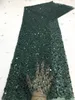 キラキラ濃い緑色のビーズシースフォーマルイブニングドレスロングラグジュアリー2022女性が肩のサイドスリットプロムのページェントドレス女性パーティーガウンローブデ・ソーレ
