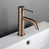 Brushed Gold/Black Bathroom Washbasin Cold and H Water Mixer Tap Deck Mounted Single Hole Basin Faucet