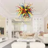 Modern decorative led pendant lamps accessories multicolor hand blown glass crystal chandelier 36 inches for home bedroom living room decoration