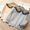 Spring Autumn Fashion 2 3 4 6 7 8 9 10 11 12 Years Children Outwear Cotton Lace Patchwork Sweatshirts For Kids Baby Girls 220115