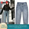 Solta Outono Mulher Harem Denim Calças Boyfriend Mamãe Calças de Jeans Cintura Alta Vintage Casual Largo Perna Calças Streetwear Fêmea 210428