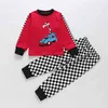 Enfants d'hiver Casual Mignon Manches Longues O Cou Imprimer Dessin Animé T-shirt Pantalon À Carreaux Bébé Fille Et Garçons Vêtements Ensembles 210629