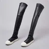 Women039s Over Knee Boots Soft Genuine Leather Black Sex Fashion Street Style Boot Female Flat Casual Shoes 102420D501145196