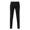 Jean en Denim noir à rayures latérales pour hommes, Streetwear Hip Hop, couleur unie, grande taille, coupe cintrée, en coton léger, 2021
