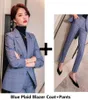 Autumn Winter Formal Ol Styles Blazers Women Business Work Wear Set Plus Size Uniform Designs Pantsuits Elegant Plaid Suits Women's Two Piece