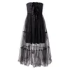 Nero a vita alta Wipe Front Fringe Cintura con fiocco Gonna a rete irregolare Vestito da temperamento Estate donna GX1242 210421