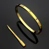 50off 4 mm dunne zilveren armbanden armbanden voor vrouwen mannen titanium stalen goud schroevendraaier armbanden liefhebbers armband geen doos 1619cm1530773
