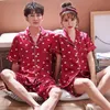 Couple pyjama ensembles soie Satin Pijamas rayé à manches courtes Shorts vêtements de nuit maison costume pyjama amoureux vêtements hommes