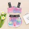 Abbigliamento Set Little Girls 2 Pz Outfit Summer Tie Dyeing Pattern Lettera Sling Stroing Cinghie corta Top Patchwork Pantaloni elasticizzati Patchwork Set