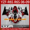 Motorcykelkroppar för Yamaha YZF-R6S YZF-600 YZF R6S 600CC 2006-2009 Bodywork 96No.17 YZF R6 S 600 CC YZFR6S 06 07 08 09 YZF600 2006 2007 2008 2009 OEM Fairing Gul Glossy