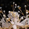 Forseven koreanska mode kristall simulerade pärlor huvudband tiara krona för kvinnor flicka födelsedag bruden noiva bröllop hår smycken