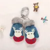 3 yaşındaki Bebek Çocuk Kış Örme Eldiven Noel Elk Karikatür Fleece Mitten Erkekler Kızlar Çift Katmanlar Kalın Mitt Peluş Eldiven 350C3 Isınma