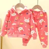 Herbst Jungen Kleidung Sets Kleinkind Mädchen Samt Kapuzen Jacke Mäntel Hosen Baby Outfits Trainingsanzug für Kinder Cartoon Kleidung Set G01195242133