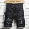 summer Men's Fashion Stretch Slim Short Jeans thin denim shorts blue black Brand menswear 210713