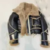 Women's Fur & Faux Luxury Coat Women Winer 2021 Short Length Natural Real Import Merino Sheep Jacket Cracked Process Turn-Down Collar