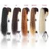 Klipsy syntetyczne w Pony Tail Fake Hair Extension Ponytail Długa Prosto Wrap Dookoła Dla Czarnych Kobiet Modnych Modna Ikona Mody