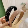 Moda Mulheres Headband Lado largo Gypsophila Pérolas Rhinestone Hairband Soft Casual Outono Turbante Acessórios De Cabelo