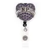 10 pezzi/lotto portachiavi moda strass di cristallo a forma di cuore porta badge per carte di nome NP per accessori per infermieri