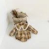 Wiosna Baby Girl Clothes Toddler Girls Body Plaid Born Princess Jumpsuit 220211