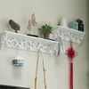 2Pcs Wall Rack Set White PVC Hollowed Curved Design 4&5 Hook Wall Installing Rack Home Decoration Shelf