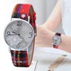 Women Watch Christmas Diamond Leather Band Analog Quartz Wristwatch Wrist Watches Gif Santa Claus Snow Rhinestone Wristwatches