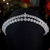 Asnora Luxo Cúbico Zircônia Nupcônia Coroa de Casamento Longo Tiaras Marquise Corte Zircão CZ Prom Coronet Cristal De Cabelo De Cristal