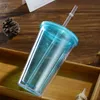 Clear Skinny Tumbler Multi-color Plastic Straight Tumblers Outdoor Travel Car Cup Wedding Gifts