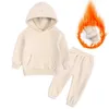 2-12 år gammal barnkläder Vinterpojkar och flickor 'Fleece tröja kostym hooded plysch sportkläder barns kostym 211021