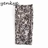 Vintage Gedraped Floral Print Rok Dames Side Rits Hoge Taille Sexy Slits Faldas Mujer Mode Zomer Midi Jupe 210514