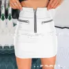 Kvinnor Skirt High Waisted Leather Zipper Stitching Svart Sexig S Fashion Pu Penna Mini S Höst 210513