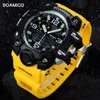 Orologi sportivi da uomo BOAMIGO Brand Digital LED Orange Shock Swim Quartz Orologi da polso in gomma Orologio impermeabile Relogio Masculino 210407