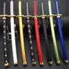 Åtta färg Roronoa Zoro Sword Keychain Kvinnor Män Anime Kniv SCABBARD SABER Snö Kniv Nyckelkedja Katana One Piece 15cm Q-053 Y0901