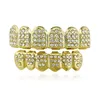 Kleurrijke diamant 18k gouden glazuur grillz tanden tandheelkundige grills hiphop bling body sieraden voor mannen mode zilveren goud wil en zandig